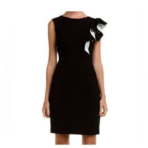 Calvin Klein Black and White Ruffle Dress